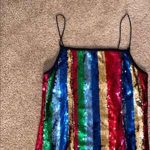 Mini rainbow sequin dress